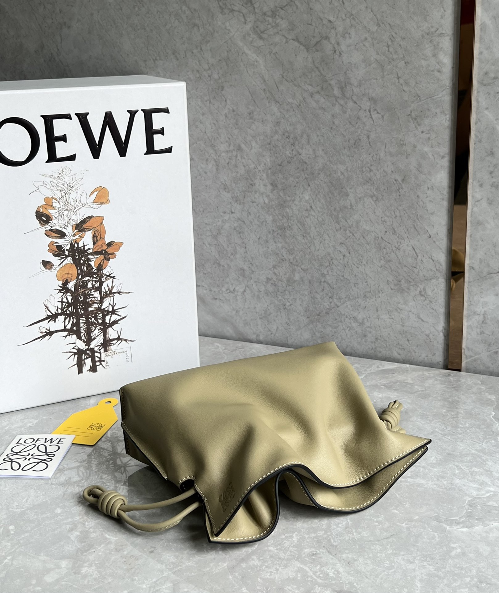 Loewe Mini Flamenco clutch in nappa calfskin Clay Green